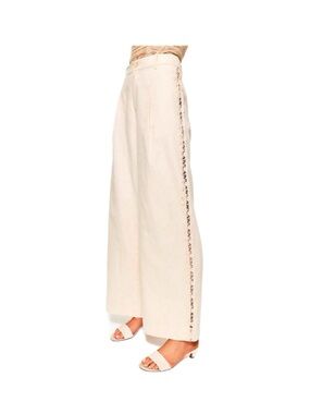 NWT Cami NYC Cream Wide-Leg Pants with Lace Side Trim